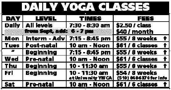Yogalayam Class Schedule